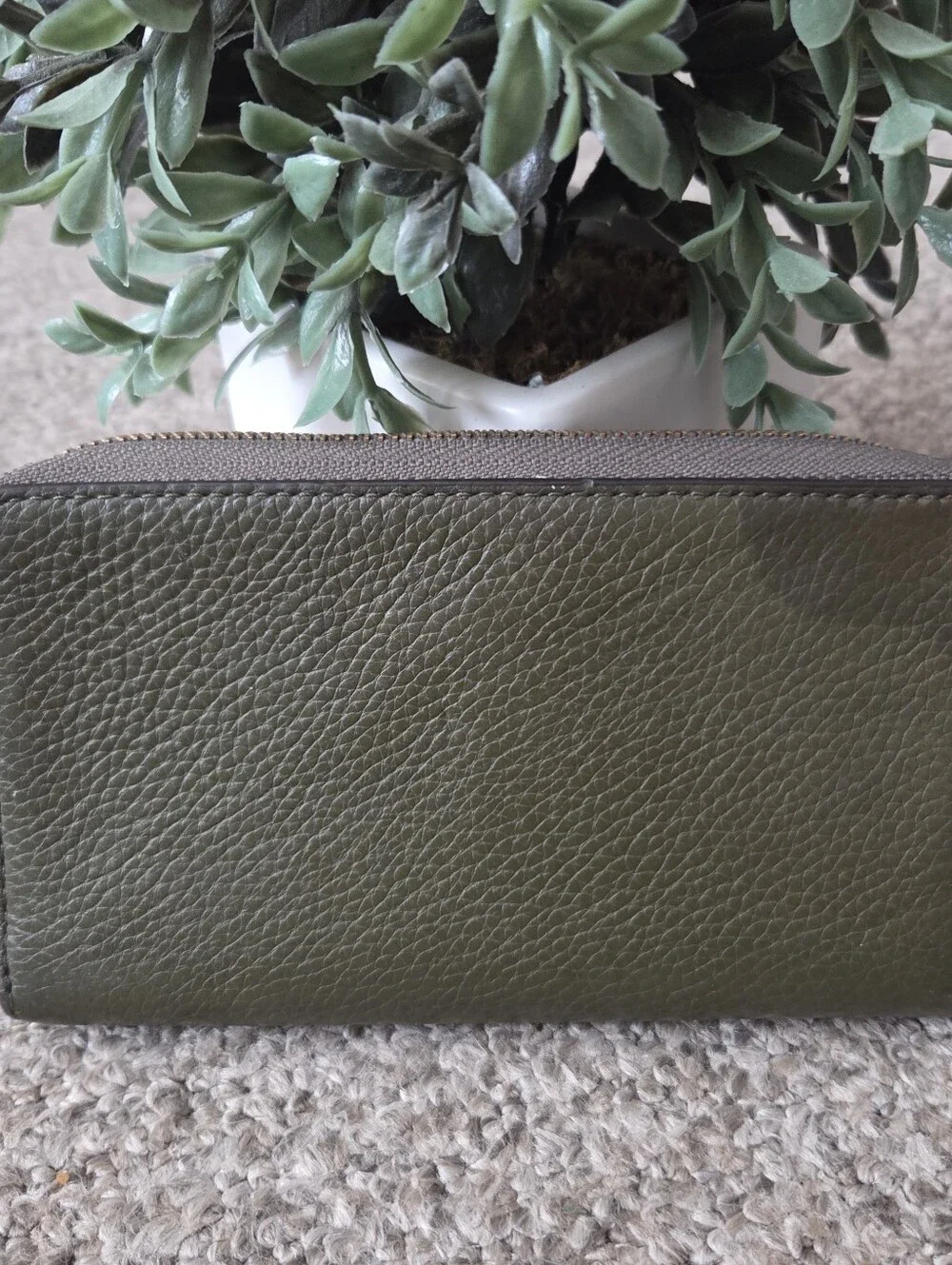 Michael Kors Olive Green Pebbled Leather Wristlet Wallet